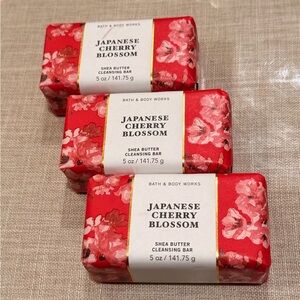 Bath & Body Works Japanese Cherry Blossom Shea Butter Cleansing Bar 5oz | 3 Pack